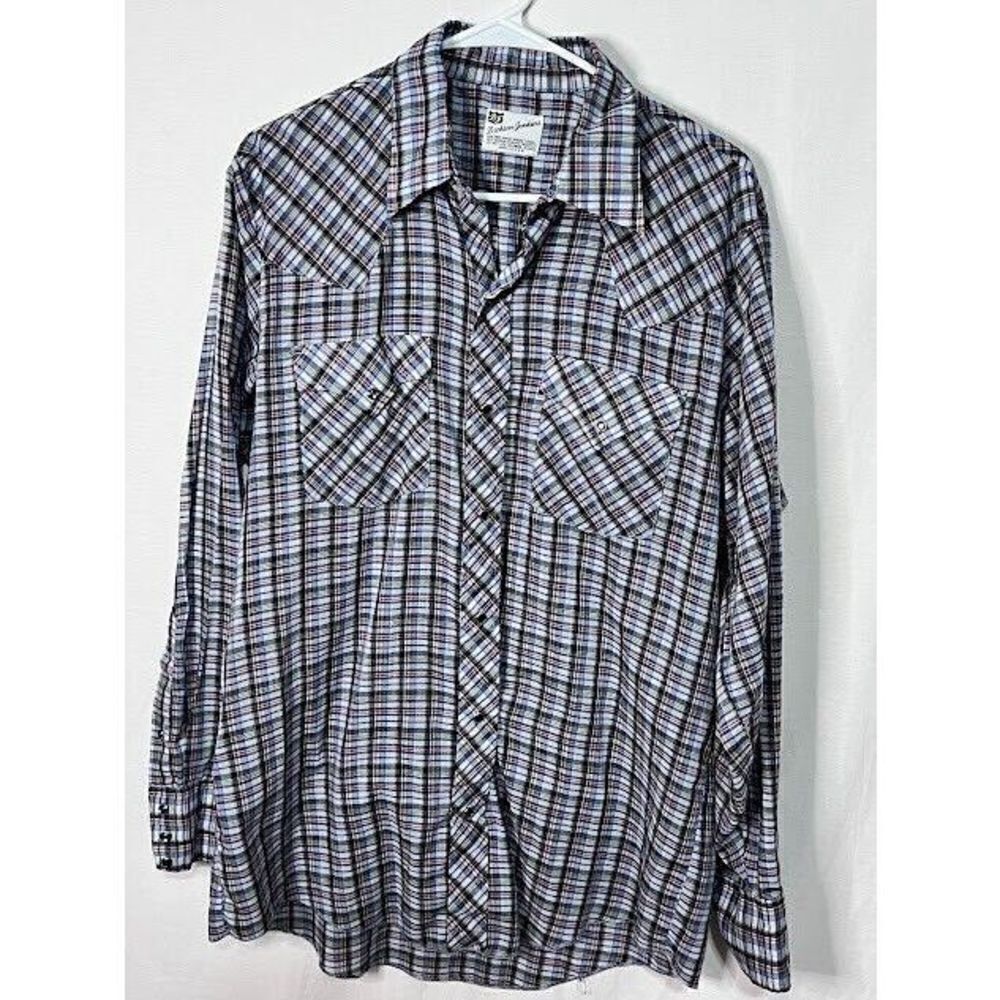 Dickson Jenkins Vintage Pearl Snap Western Shirt Plaid Cowboy SZ L